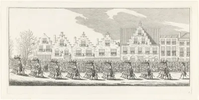 Zwitserse Garde in de lijkstoet van Anna van Hannover te Delft, 1759