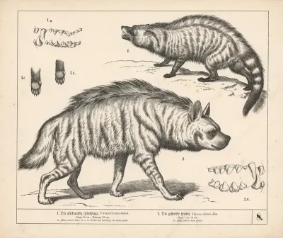 1 Die Afrikanische Zibethkatze 2 Die Gestreifte Hyane 2