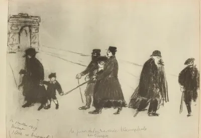14 Juillet 1919 Devant Larc De Triomphe Le Jour De La Rentree Triomphale Des Troupes