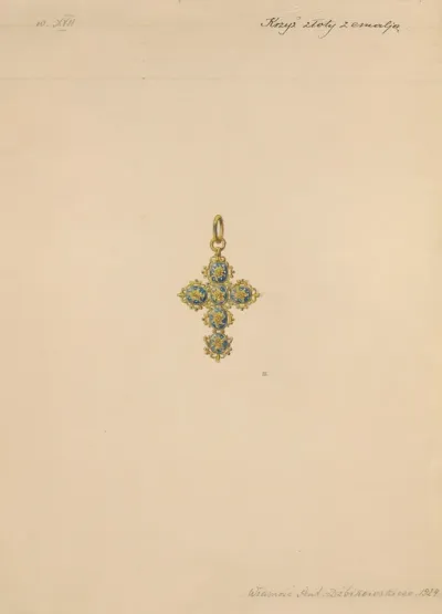 17th Century Gold Cross With Enamel From The Collection Of Antoni Dzbikowski In 1924
