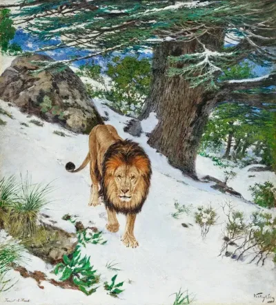 A Barbary Lion In The Snow In Theniet El Had