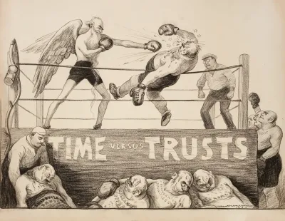 A Boxing Tournament With Theodore Roosevelt As The Referee