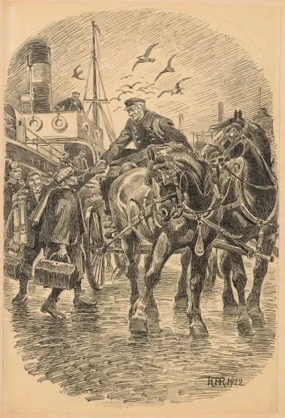 A Boy Bids Farewell To A Man In A Horse Drawn Carriage
