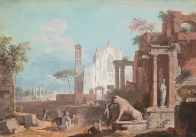 A Capriccio With A Gothic Church And Antique Ruins
