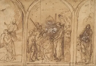 A Design For A Triptych With The Adoration Of The Two Saints