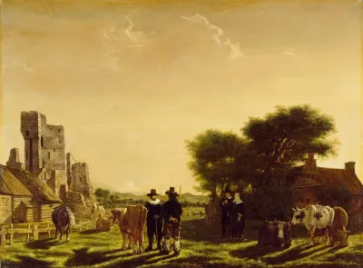 A Dutch Farm With The Ruins Of The Huis Te Kleef Netherlands