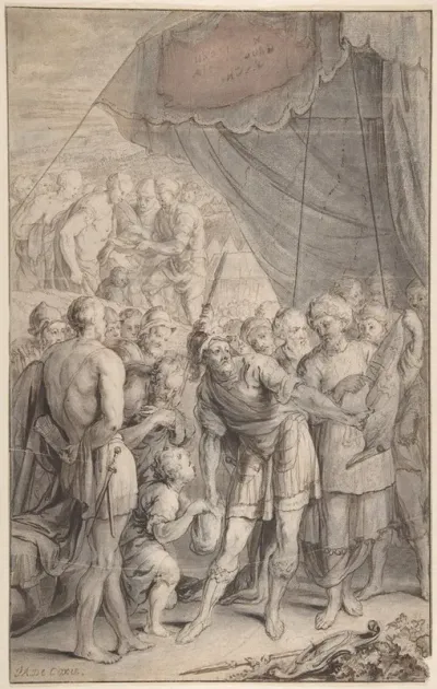 A General And His Army Looking At A Map