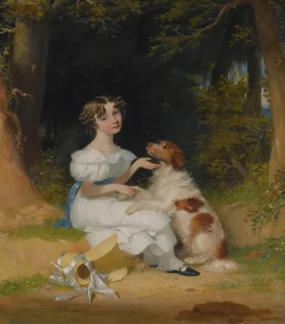 A Girl With Her Spaniel