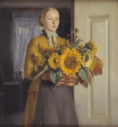 A Girl With Sunflowers