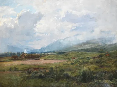 A Highland Landscape With Farm