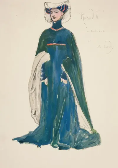 A Lady Costume Sketch For Henry Irvings Planned Production Of King Richard II