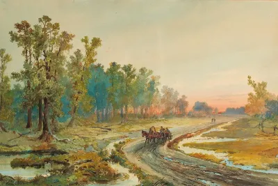 A Landscape After The Rain At Sunset
