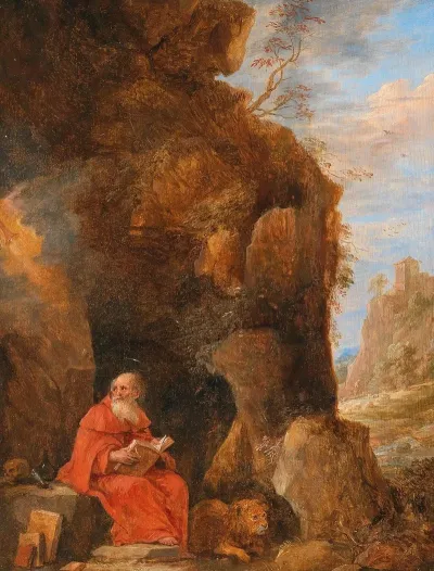 A Landscape With Saint Jerome Outside A Grotto