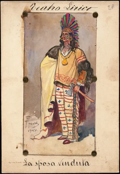 A Man Standse In Tribal Garb In Three Quarter Profile