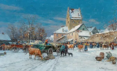 A Market Scene In Winter