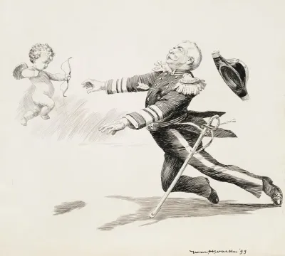 A Military Leader Is Shot By The Bow Of A Small Cherub