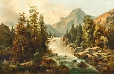 A Mountain Landscape With A Rushing Torrent