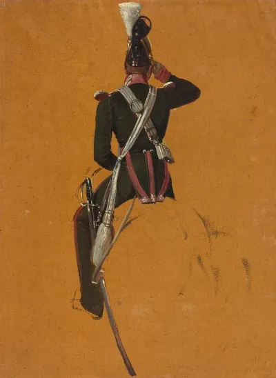 A Mounted Cavalry Officer Seen From Behind