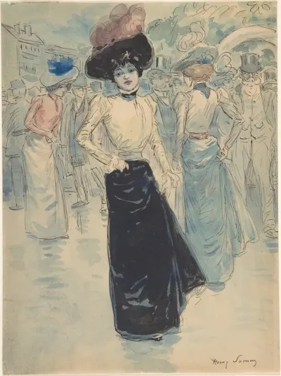 A Parisienne On A Crowded Street
