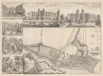 A Plan Of The Gardens View Of Ye Buildings Of Ye Right Honorable Henry Pelham Esqr At Echa In Ye County Of Surrey