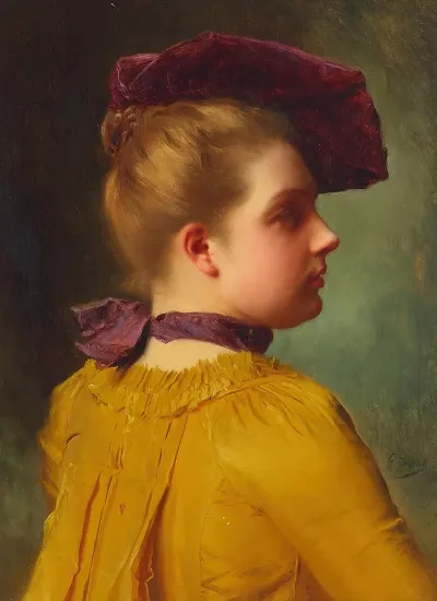 A Portrait Of A Lady In A Plum Chapeau