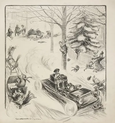A Reckless Driver Runs Over A Child Crashes Two Horse Drawn Carriages Which Also Results In Injuries And Causes Pedestrians To Run For Their Lives