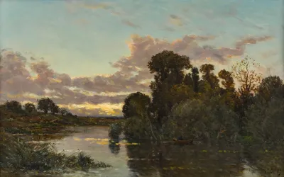 A River Landscape At Dusk 2