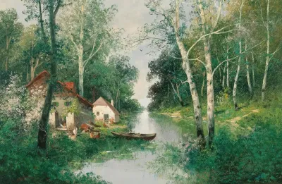 A River Landscape In Spring