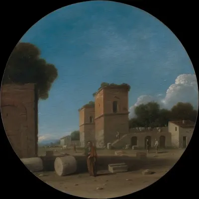A Roman Landscape With Figures
