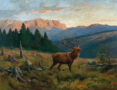 A Royal Stag At Dusk
