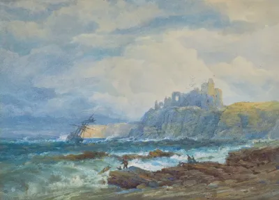 A Ship In Distress Off Tantallon Castle Scotland