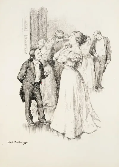 A Short Man Talks To A Stern Taller Woman At A Party