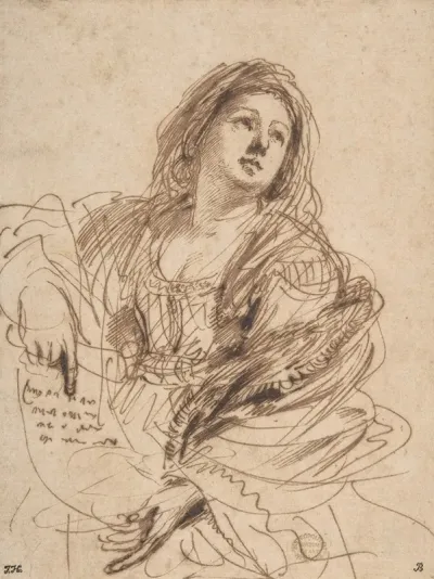 A Sibyl Holding A Scroll Study For The Cimmerian Sibyl