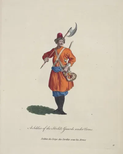 A Soldier Of The Strelitz Guards Under Arms Soldat Du Corps Des Strelits Sous Les Armes