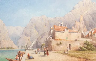 A Southern Coastline Surrounded By A Mountain Range