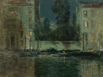A Venetian Canal At Night