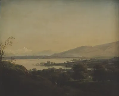 A View Across Lake Leman Towards Mont Blanc And Geneva