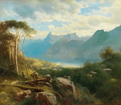 A View Of Lake Lucerne And The Bernese Highlands