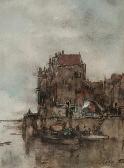 A View Of The Harbour In Dordrecht