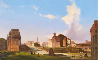 A View Of The Roman Forum With The Arch Of Constantine