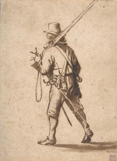 A Walking Musketeer Seen From Behind