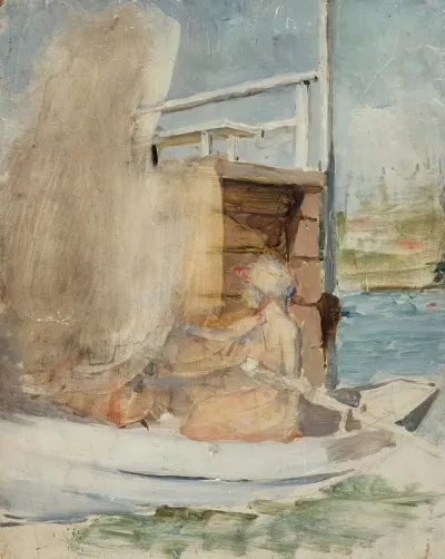 A Woman In A Boat At The Pier 2