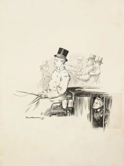 A Woman Is Driven In A Carriage