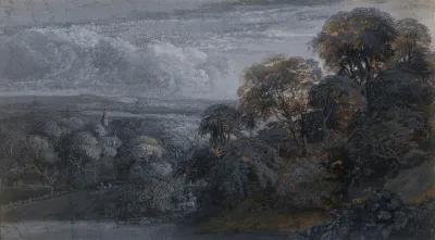 A Wooded Landscape After Sunset