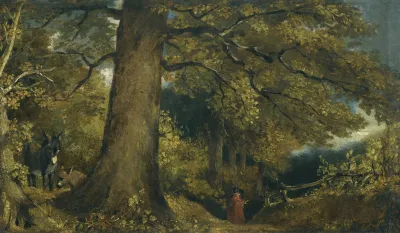 A Young Girl In A Woodland Landscape
