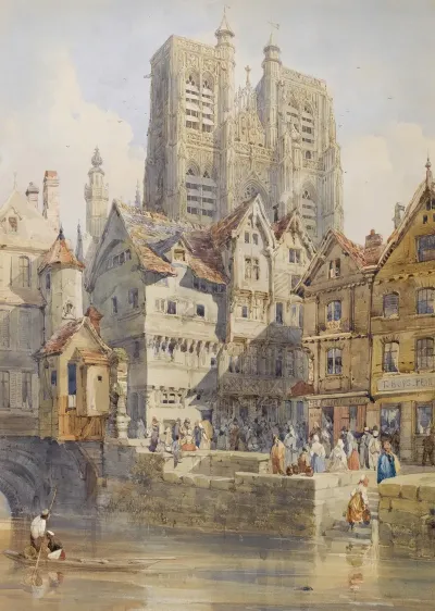 Abbeville With The Church Of St Vulfran Collegiate Beyond