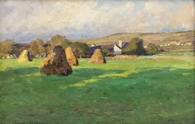 Abendliche Sommerlandschaft Mit Strohmandeln