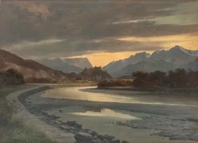 Abendstimmung In Salzburg Vom Salzachufer Bei Bergheim