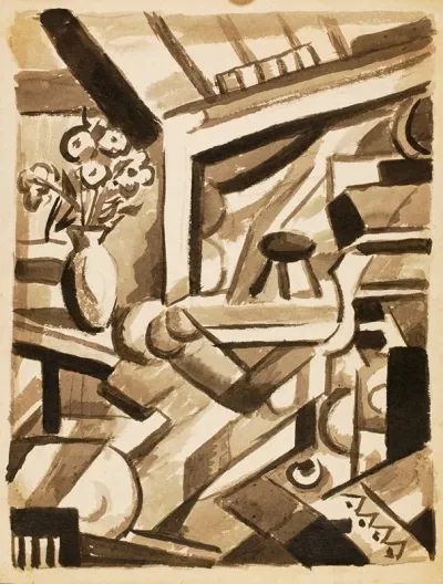 Abstract Flowers In Left