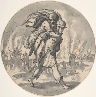 Aeneas Rescues His Father From Burning Troy